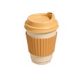 disposable coffee cup with a lid and ribbed sleeve vector 3D icon Royalty Free Stock Photo