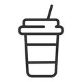 Disposable coffee cup line icon. Paper coffee cup vector illustration isolated on white. Takeaway coffee cup outline Royalty Free Stock Photo