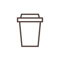 Disposable coffee cup outline icon, flat design style. Takeaway paper coffee cup vector line symbol Royalty Free Stock Photo