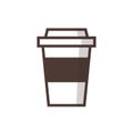 Disposable coffee cup outline icon, flat design style. Takeaway paper coffee cup vector illustration Royalty Free Stock Photo