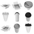 Disposable coffee cups. Blank paper mug with plastic cap Royalty Free Stock Photo