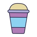 Disposable cup beverage food cartoon icon style design