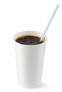 Disposable cup of cola fizzy drink with straw Royalty Free Stock Photo