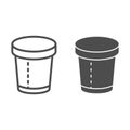 Disposable cup line and glyph icon. Paper cup vector illustration isolated on white. Coffee cup outline style design Royalty Free Stock Photo