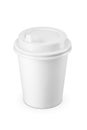 Disposable cup with plastic lid for coffee or tea isolated on white. Hot drinks to go Royalty Free Stock Photo