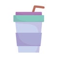 Disposable cup with straw drink cartoon icon style design Royalty Free Stock Photo