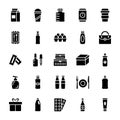 Disposable Cutlery Glyph Icons Pack