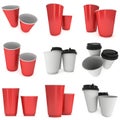 Disposable drink cups. Red paper mug