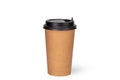 Disposable empty brown paper cup from under coffee. Isolate Royalty Free Stock Photo
