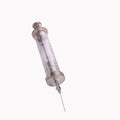 Disposable glass syringe with medical needle, isolate on white background Royalty Free Stock Photo