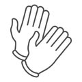 Disposable medical rubber gloves thin line icon. Pair of gloves outline style pictogram on white background. Coronavirus