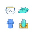 Disposable medical wear RGB color icons set Royalty Free Stock Photo