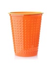 Disposable orange plastic cup