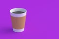 Disposable paper coffee cups with sleeve. Copy space