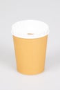 Disposable paper coffee takeout hot drinks cup in ecology concept Royalty Free Stock Photo