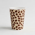 Disposable Paper Cup with Coffee Bean Pattern on a Light Background drink Royalty Free Stock Photo