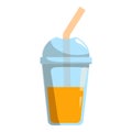 Disposable plastic cup with straw containing orange juice Royalty Free Stock Photo