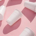 Disposable plastic white empty cups Royalty Free Stock Photo