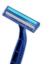 Disposable razor. Several blue razors on white background. Royalty Free Stock Photo