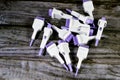 Disposable safety lancets  on wooden background, used to collect a blood sample from the finger to measure random blood Royalty Free Stock Photo