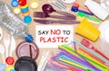 Disposable single use plastic objects  that cause pollution of the environment Royalty Free Stock Photo