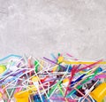 Disposable single use plastic objects that cause pollution of the  environment, especially oceans Royalty Free Stock Photo