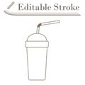 Disposable Soda Cup And Flexible Stick Icon