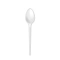 Disposable spoon. Realistic plastic kitchen utensil for serving. Flatware mockup for picnic lunch