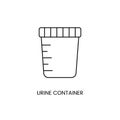 Disposable sterile plastic container for urine for analysis, container for taking biomaterial for research, icon line