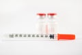 Disposable syringe and injection vials Royalty Free Stock Photo