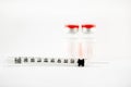 Disposable syringe and injection vials Royalty Free Stock Photo