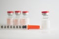 Disposable syringe and injection vials Royalty Free Stock Photo