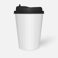 Disposable to go white paper coffee cup with black plastic lid, mockup Royalty Free Stock Photo