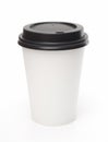 Disposable White Coffee Cup with Black Lid Royalty Free Stock Photo