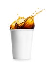 Disposable cup with coffee splash Royalty Free Stock Photo