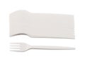 Disposable white plastic forks isolated