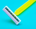 Disposable Women Razors  on blue Royalty Free Stock Photo