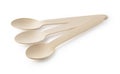 Disposable wooden spoon placed on a white background Royalty Free Stock Photo