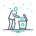 Mix icon for Dispose, trash bin and throw away