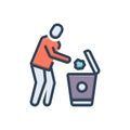 Color illustration icon for Dispose, throw and dustbin