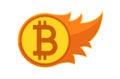 Bitcoin on fire. Comet illustration with cryptocurrency