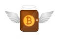 Bitcoin wallet flying with wings and halo