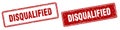 Disqualified stamp set. disqualified square grunge sign Royalty Free Stock Photo
