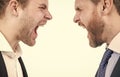 disrespect and contradiction. business partners blame each other. arguing businesspeople. Royalty Free Stock Photo