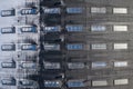 Disribution warehouse roof from above. Photo captured with drone Royalty Free Stock Photo