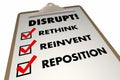 Disrupt Rethink Reinvent Checklist Words