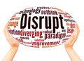 Disrupt word cloud hand sphere concept Royalty Free Stock Photo