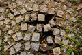 Disrupted cobblestones and pavements