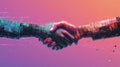 disruption glitching handshake Royalty Free Stock Photo