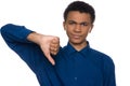 Dissatisfied African American teen shows gesture